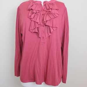 Talbots Ruffle Front Long Sleeve Blouse 2X Petite